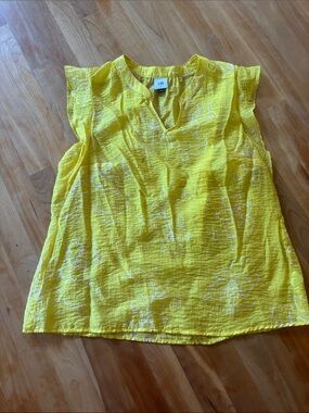 CAbi Yellow Floral V-Neck Sleeveless  Tank